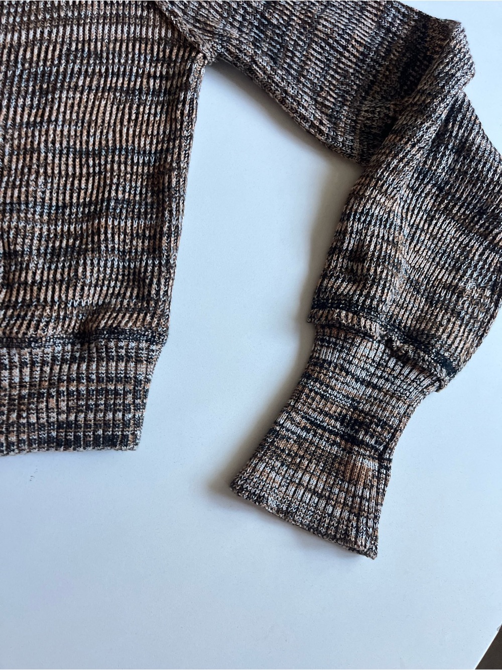 FREE PEOPLE Brown Marled Off-Shoulder Ribbed Women's Sweater, Size Medium - Picture 3 of 5